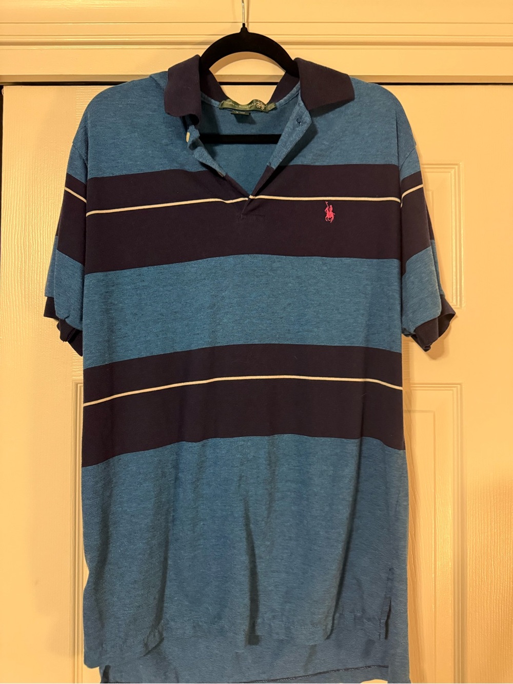 Ralph Lauren Teal and Navy Horizontal Stripe Polo